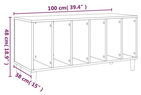 Fekete szerelt fa hanglemezszekrény 100 x 38x 48 cm