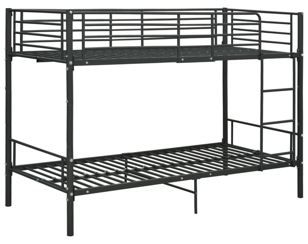 Fekete fém emeletes ágy 90 x 200 cm