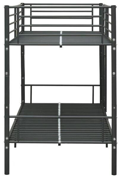 Fekete fém emeletes ágy 90 x 200 cm