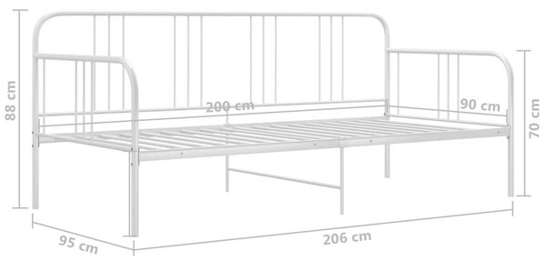 Fehér fém kanapéágy-keret 90 x 200 cm