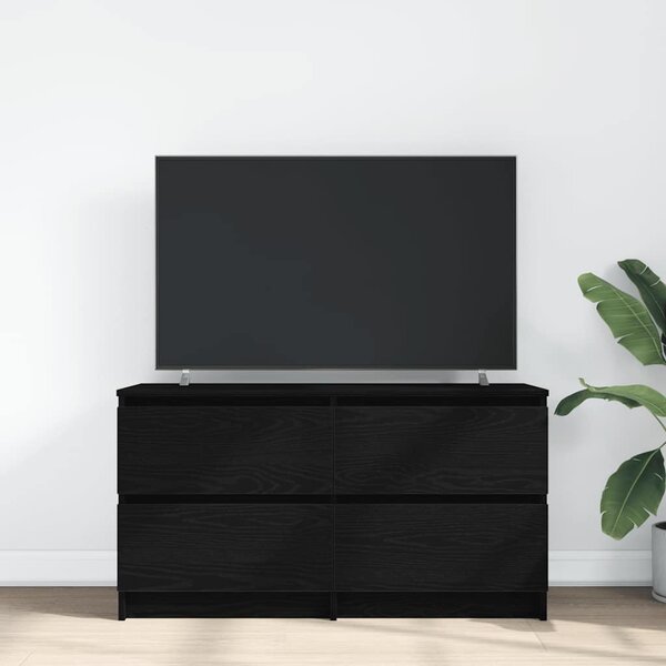 Fekete szerelt fa TV-szekrény 100x35x54 cm