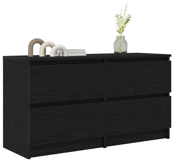 Fekete szerelt fa TV-szekrény 100x35x54 cm