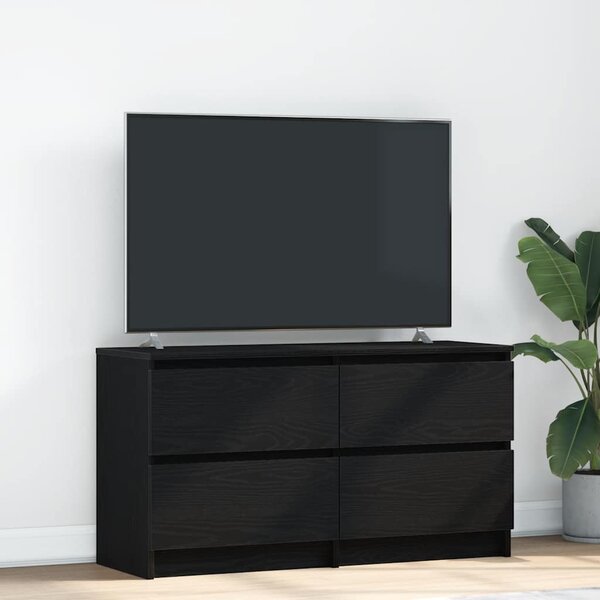 Fekete szerelt fa TV-szekrény 100x35x54 cm