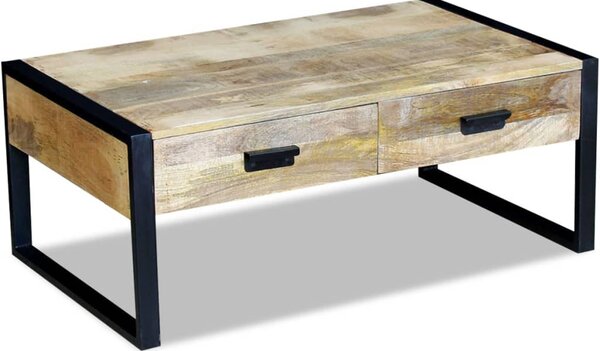100x60x40 cm tömör mangófa dohányzóasztal 2 fiókkal