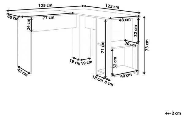 Sarok íróasztal SNYDER 125 cm x 125 cm Fehér