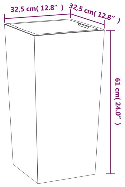 Antracit PP ültetvény kivehető belsővel beton megjelenés