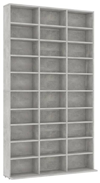 Betonszürke szerelt fa CD-szekrény 102 x 16 x 177,5 cm