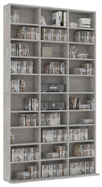 Betonszürke szerelt fa CD-szekrény 102 x 16 x 177,5 cm