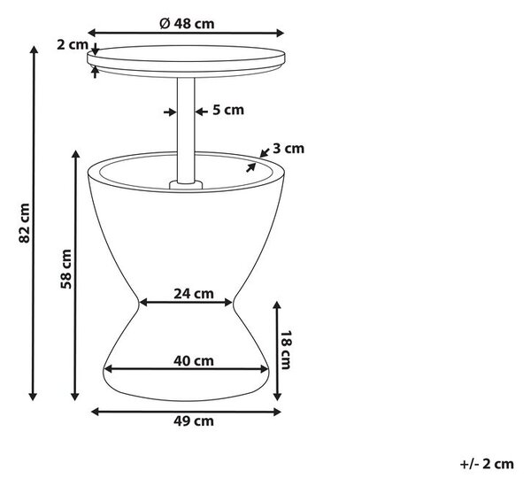 Hűtő asztal AISA 49 cm 49 cm Fahatású Barna