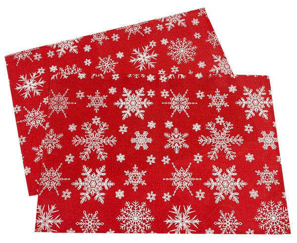 Hópehely karácsonyi alátét, piros, 32 x 45 cm, 2 db-os szett