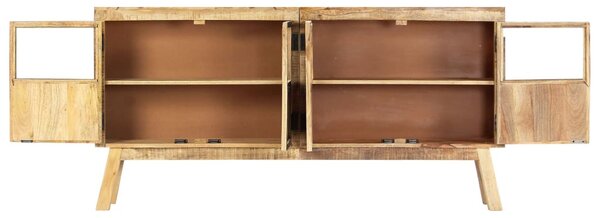 Barna-fekete tömör nyers mangófa tálalószekrény 160x30x80 cm