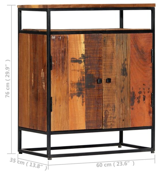 Tömör újrahasznosított fa és acél kisszekrény 60 x 35 x 76 cm
