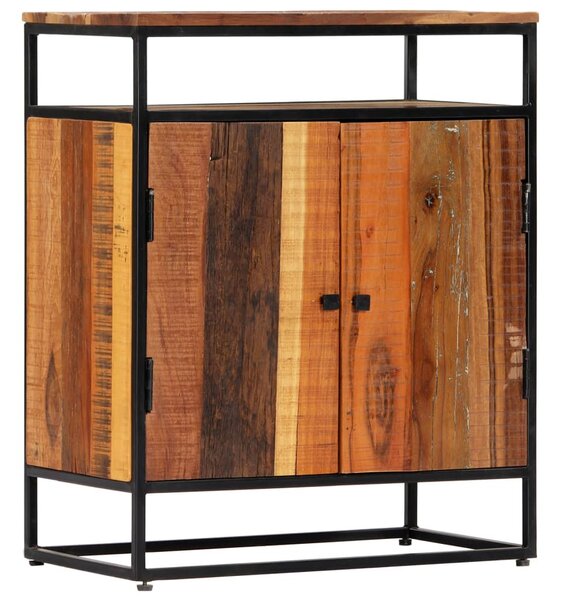 Tömör újrahasznosított fa és acél kisszekrény 60 x 35 x 76 cm