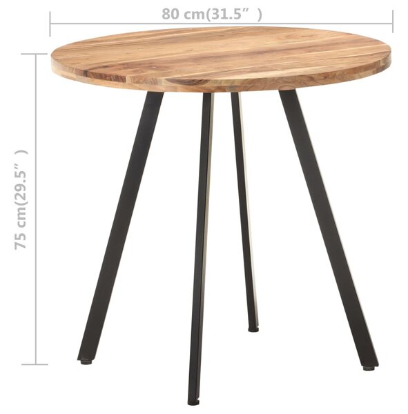 Tömör akácfa étkezőasztal 80 cm