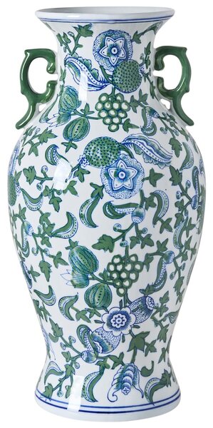 Virágtartó váza SEGOWIA Porcelán 47 cm Fehér/kék