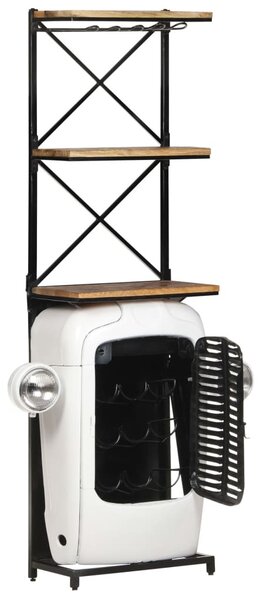 Fehér nyers mangófa traktor borszekrény 49 x 31 x 172 cm