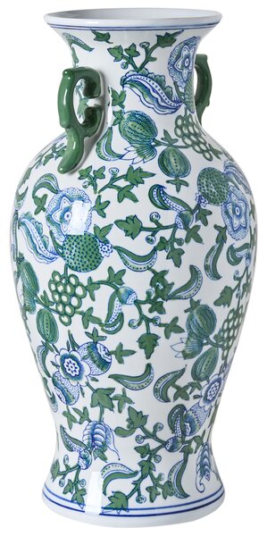 Virágtartó váza SEGOWIA Porcelán 47 cm Fehér/kék