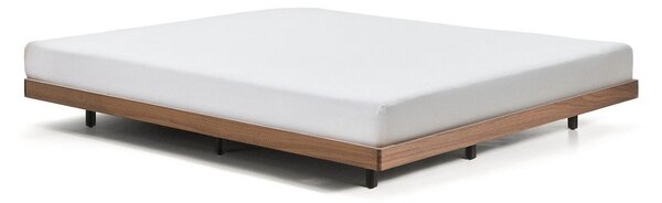 Barna nyírfa franciaágy ágytámla nélkül, ágyráccsal 160x200 cm Norlen – Kave Home