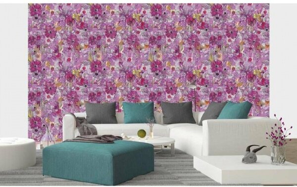 Luxus nem szőtt tapéta rózsaszín virágos patchwork