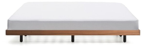 Barna nyírfa franciaágy ágytámla nélkül, ágyráccsal 160x200 cm Norlen – Kave Home
