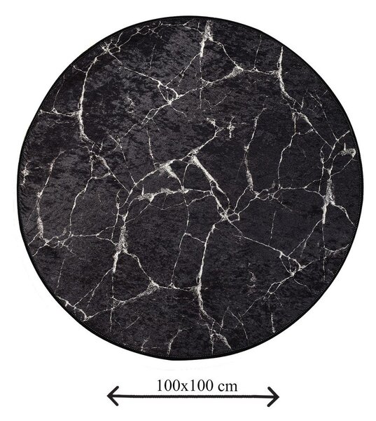 Fekete fürdőszobai kilépő ø 100 cm Marble – Foutastic