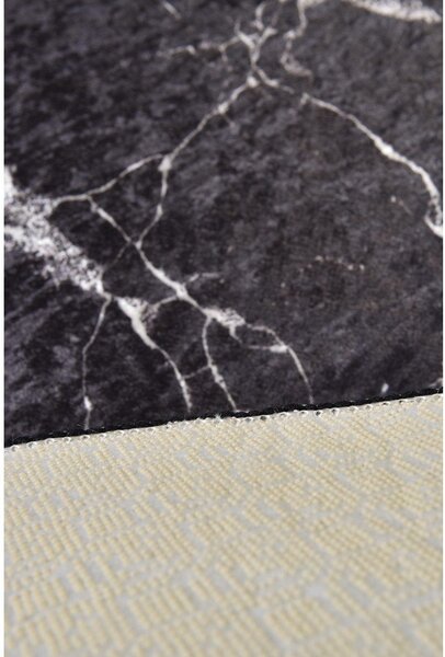 Fekete fürdőszobai kilépő ø 100 cm Marble – Foutastic