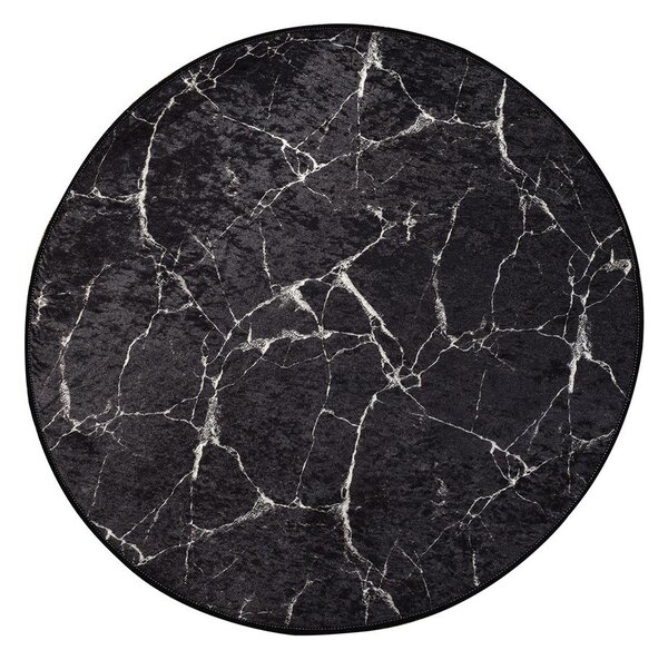 Fekete fürdőszobai kilépő ø 100 cm Marble – Foutastic