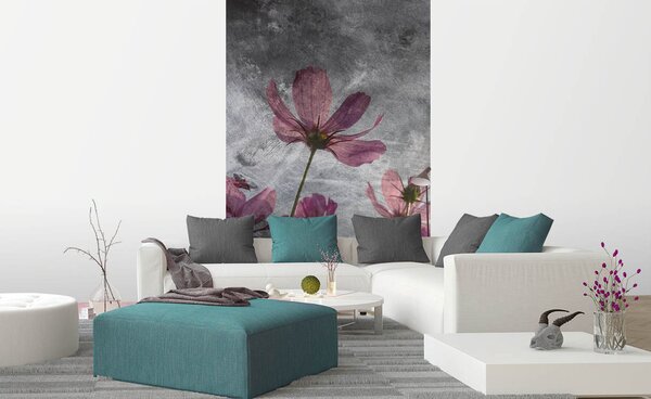 Nem szőtt fotótapéta a falra absztrakt lila virágok 150 x 250 cm