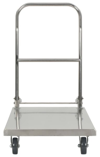 Ezüstszínű rozsdamentes acél platós kézikocsi 82 x 53 x 86 cm