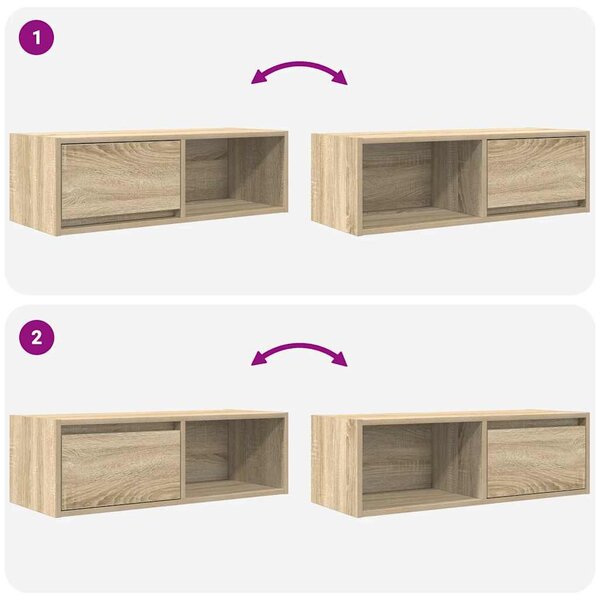 2 db sonoma tölgy színű szerelt fa TV-szekrény 80x31x25,5 cm