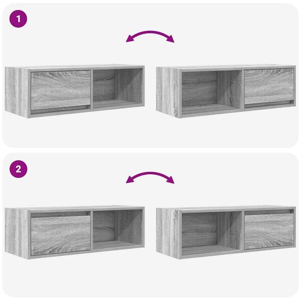 Szürke sonoma színű szerelt fa TV-szekrény 80x31x25,5 cm
