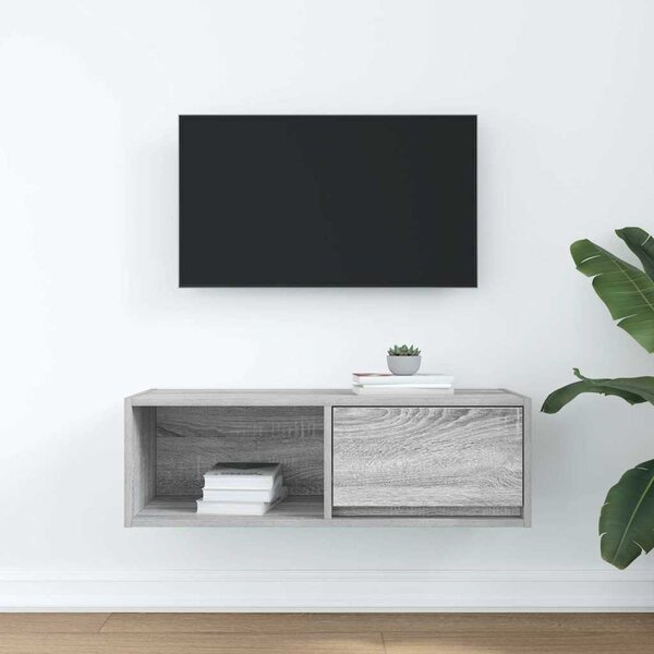 Szürke sonoma színű szerelt fa TV-szekrény 80x31x25,5 cm