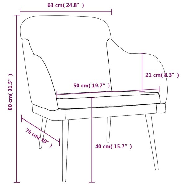 VidaXL fekete bársonyfotel 63 x 76 x 80 cm