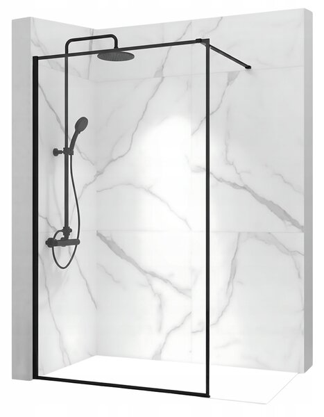 Rea - Bler zuhanyparaván 80x195cm, 8mm üveg, átlátszó üveg / fekete profil, REA-K7637