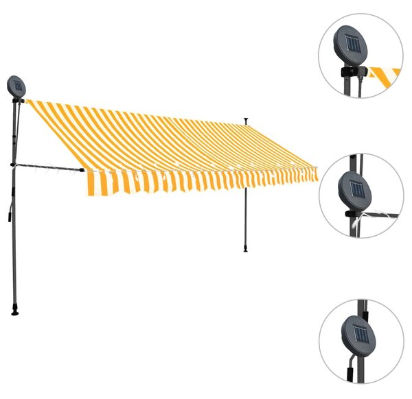 Fehér-narancssárga kézzel kihúzható LED-es napellenző 350 cm