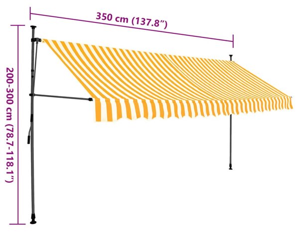 Fehér-narancssárga kézzel kihúzható LED-es napellenző 350 cm