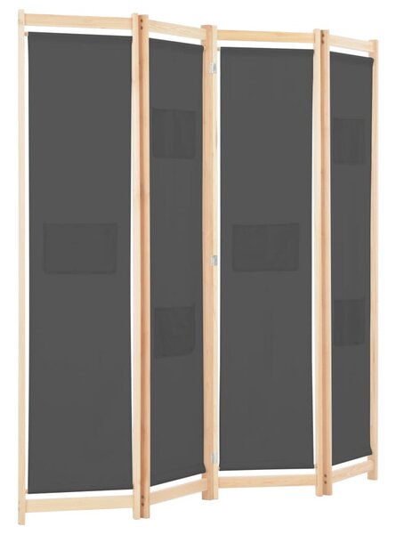 Szürke 4-paneles szövetparaván 160 x 170 x 4 cm