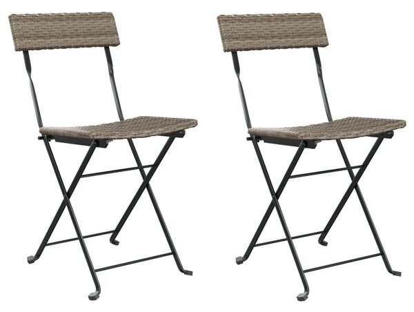 2 db szürke polyrattan összecsukható bisztrószék