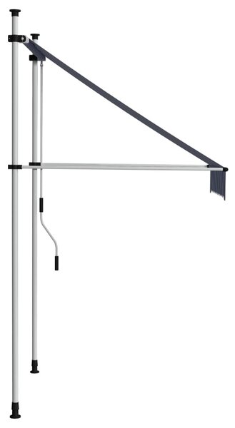 Kék-fehér csíkos kézzel feltekerhető napellenző 100 cm