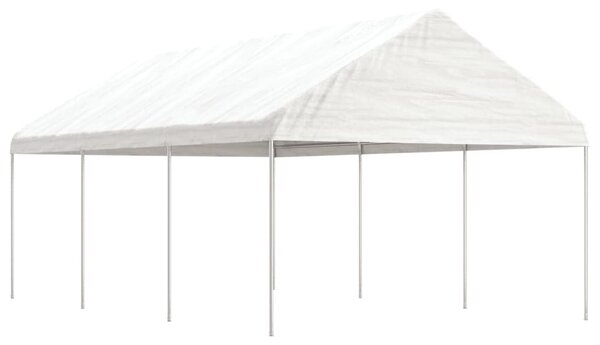 Fehér polietilén pavilon tetővel 6,69 x 4,08 x 3,22 m