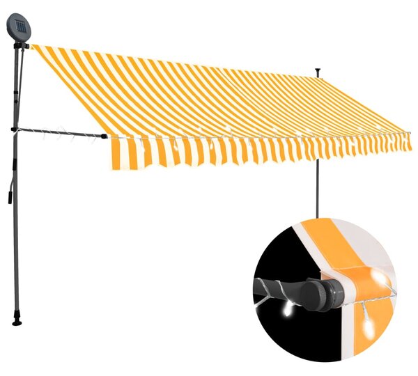 Fehér-narancssárga kézzel kihúzható LED-es napellenző 350 cm