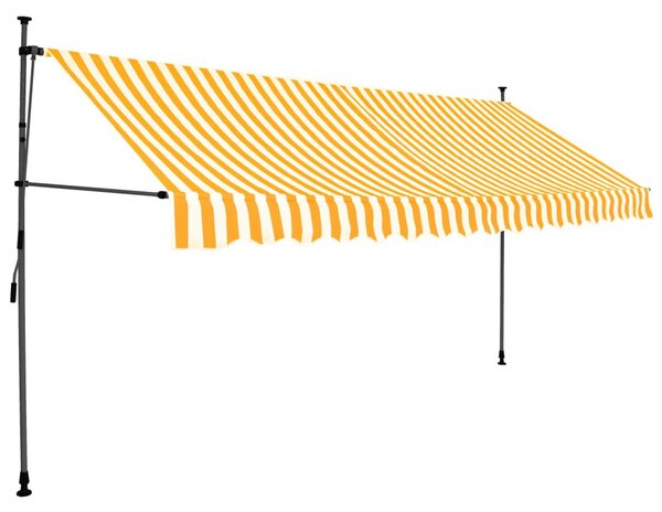 Fehér-narancssárga kézzel kihúzható LED-es napellenző 350 cm