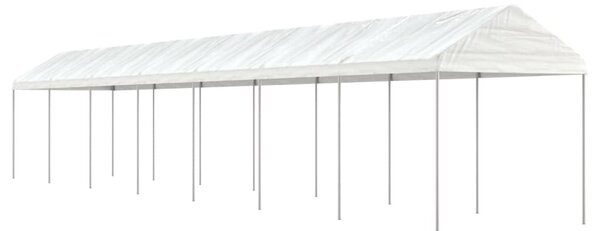 Fehér polietilén pavilon tetővel 15,61 x 2,28 x 2,69 m