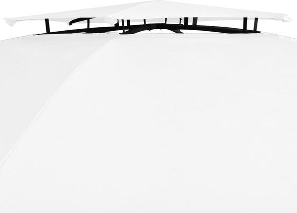 Fehér kerti pavilon függönyökkel 360 x 312 x 265 cm 180 g/m²