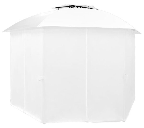 Fehér kerti pavilon függönyökkel 360 x 312 x 265 cm 180 g/m²