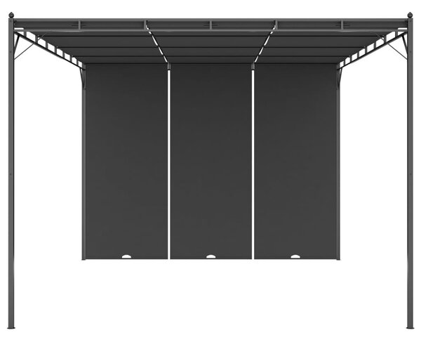 Antracitszürke kerti pavilon oldalfüggönnyel 4 x 3 x 2,25 m