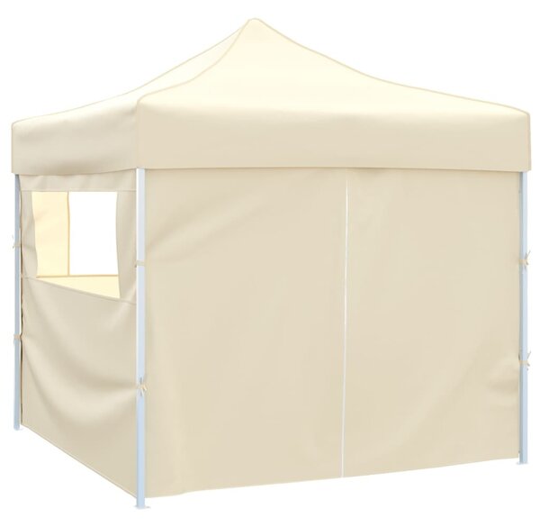 Krémszínű összecsukható pavilon 4 fallal 3 x 3 m