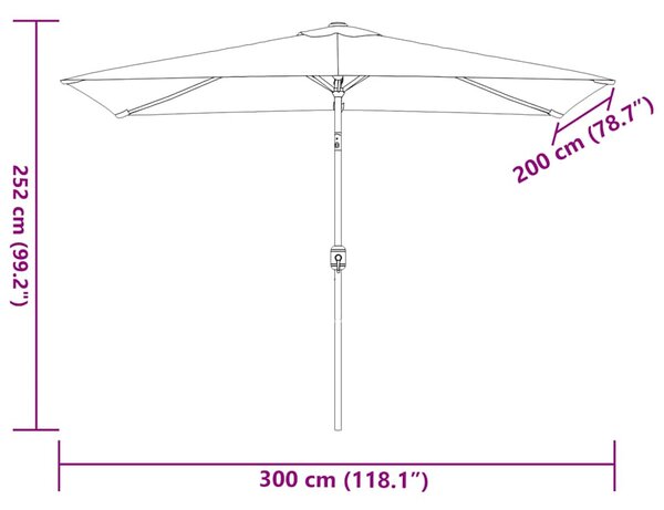 Terrakotta kültéri napernyő fémrúddal 300 x 200 cm