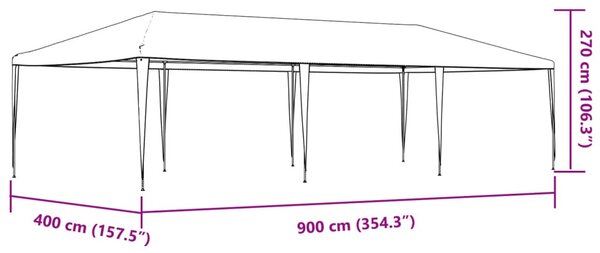 Zöld rendezvénysátor 4 x 9 m 90 g/m²