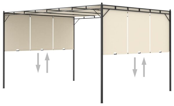 Krémszínű kerti pavilon oldalfüggönnyel 4 x 3 x 2,25 m